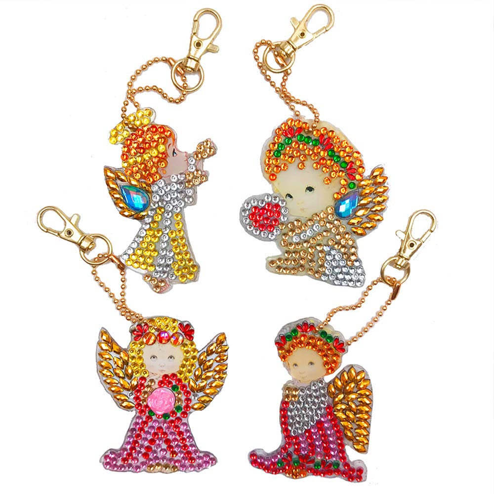 Baby Angel Diamond Dot Keychains