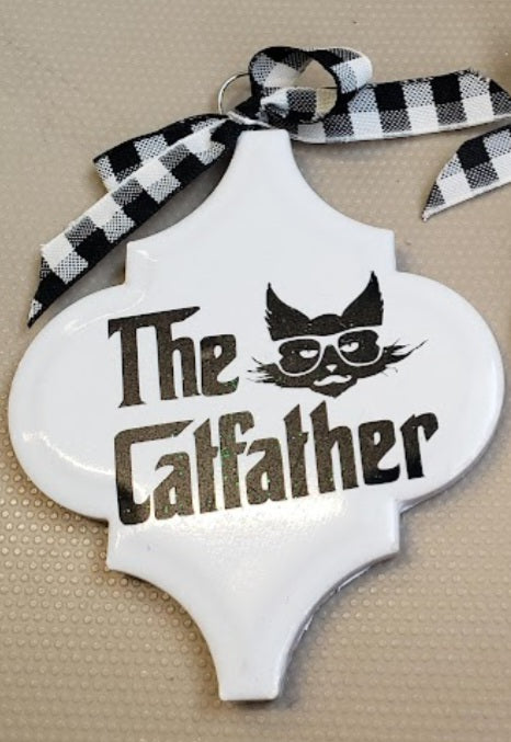 Cat Father Tile Ornament