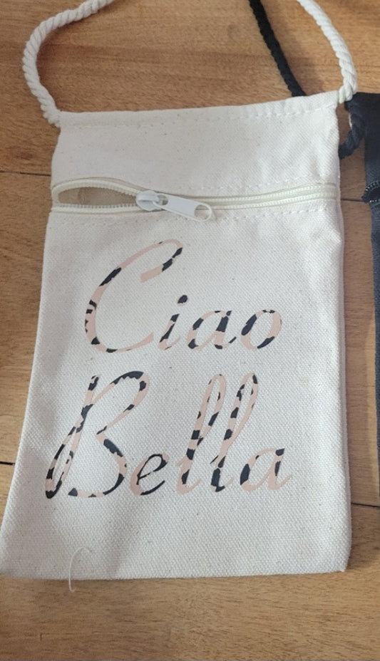Ciao Bella (Hello Beautiful) Canvas Crossbody Bag-Natural
