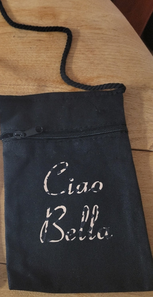 Ciao Bella (Hello Beautiful) Canvas Crossbody Bag-Black